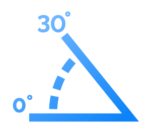 Vasta gamma di inclinazioni (da 0° a 30°)